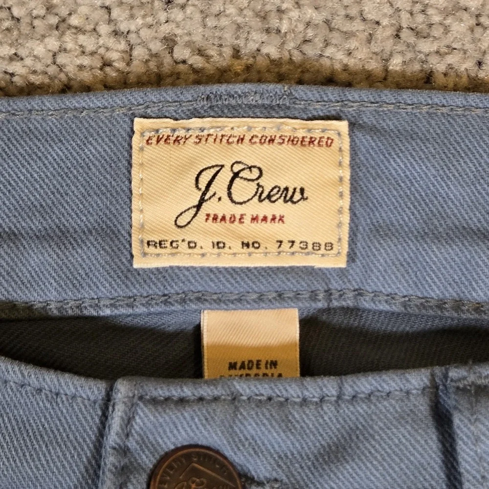 J. Crew 484 Slim Stretch Chino Pants Light Blue Mens 33x30 Cotton Linen Blend